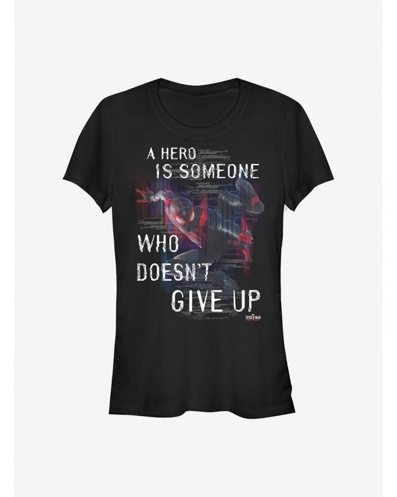 Marvel Spider-Man Miles Morales Don't Give Up Girls T-Shirt $8.96 T-Shirts