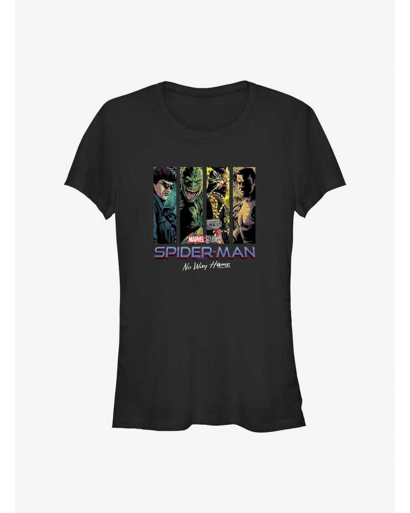 Marvel Spider-Man: No Way Home Villain Panels Girls T-Shirt $7.97 T-Shirts