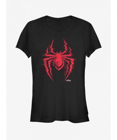 Marvel Spider-Man Miles Morales Glitch Logo Girls T-Shirt $9.76 T-Shirts