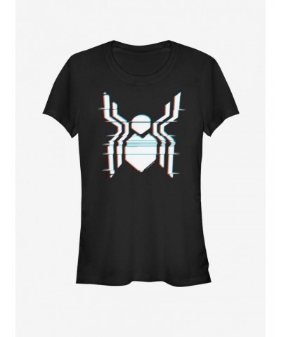 Marvel Spider-Man Far From Home Glitch Spider Logo Girls T-Shirt $8.37 T-Shirts