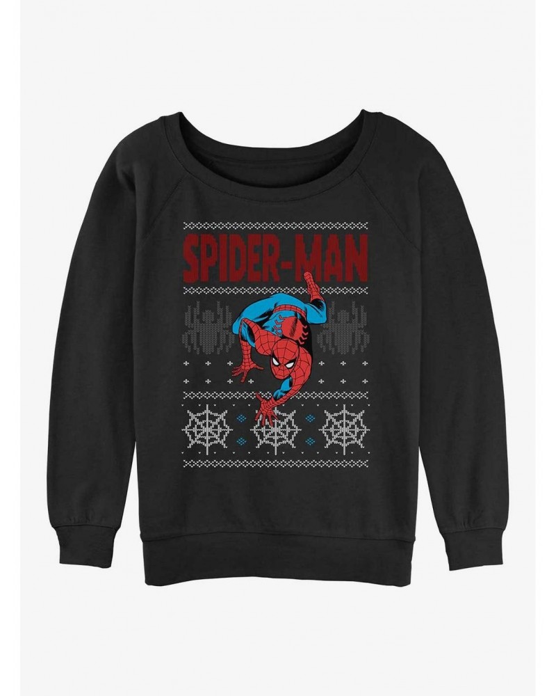 Marvel Spider-Man Ugly Christmas Spidey Girls Slouchy Sweatshirt $14.46 Sweatshirts
