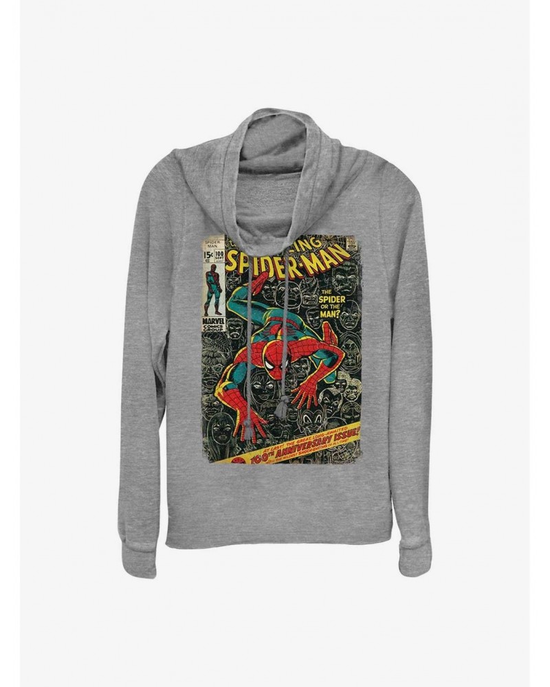 Marvel Spider-Man Spidey Comic Cover Cowl Neck Long-Sleeve Top $13.65 Tops