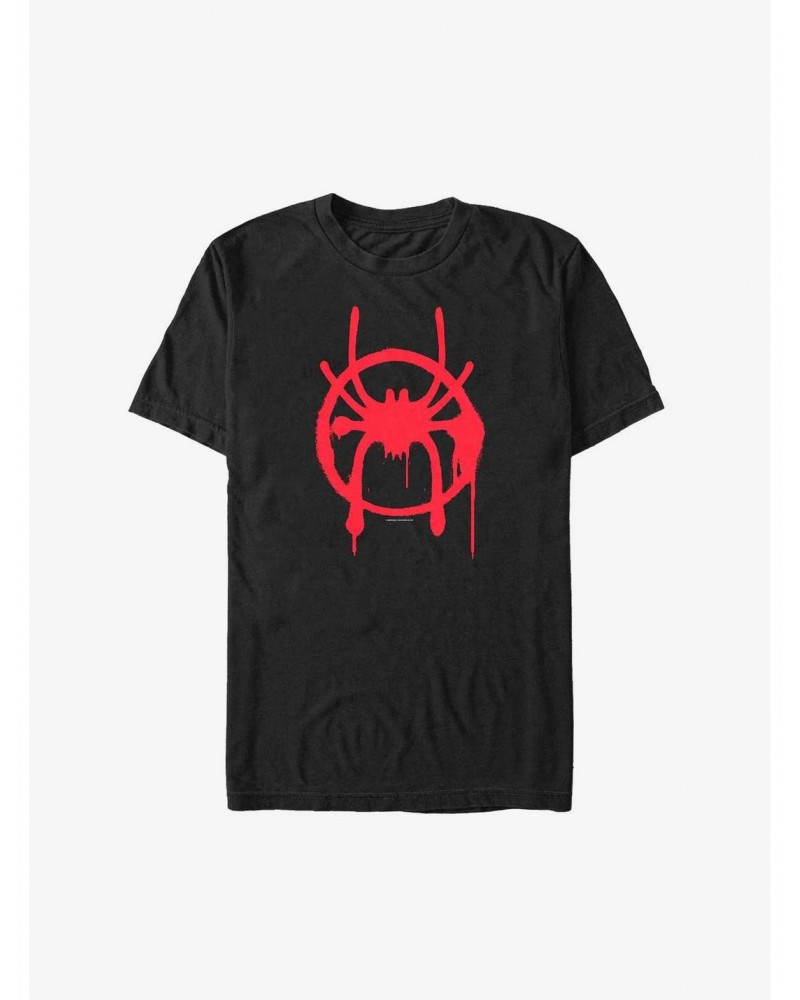 Marvel Spider-Man Miles Morales Spray Paint Symbol Extra Soft T-Shirt $7.89 T-Shirts