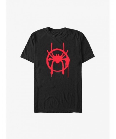 Marvel Spider-Man Miles Morales Spray Paint Symbol Extra Soft T-Shirt $7.89 T-Shirts