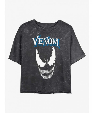 Marvel Venom Face Mineral Wash Crop Girls T-Shirt $9.04 T-Shirts