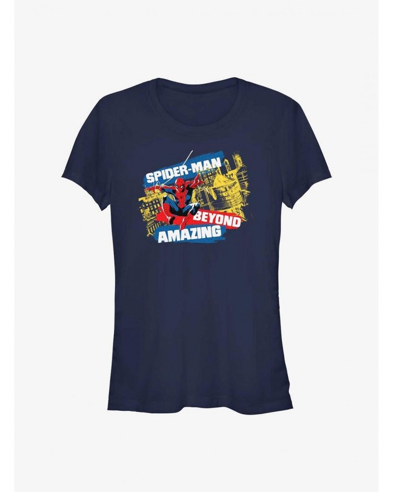 Marvel Spider-Man 60th Anniversary City Swing Girls T-Shirt $8.17 T-Shirts