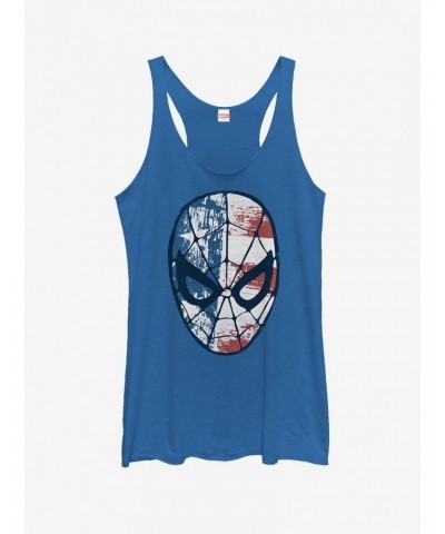 Marvel 4th of July Spider-Man American Flag Mask Girls Tank $9.53 Tanks