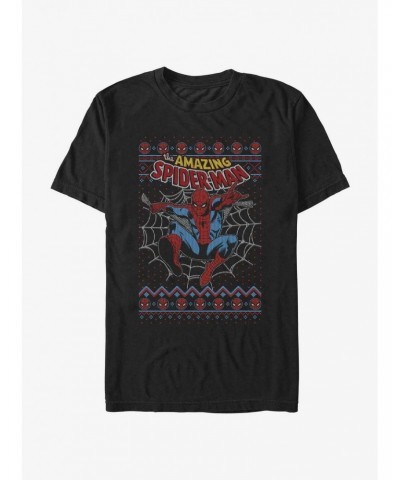 Marvel Spider-Man Web Jump Ugly Christmas T-Shirt $6.69 T-Shirts