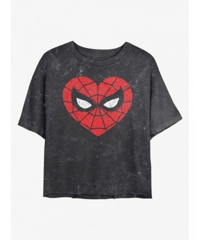 Marvel Spider-Man Spidey Heartbreaker Mineral Wash Crop Girls T-Shirt $6.89 T-Shirts