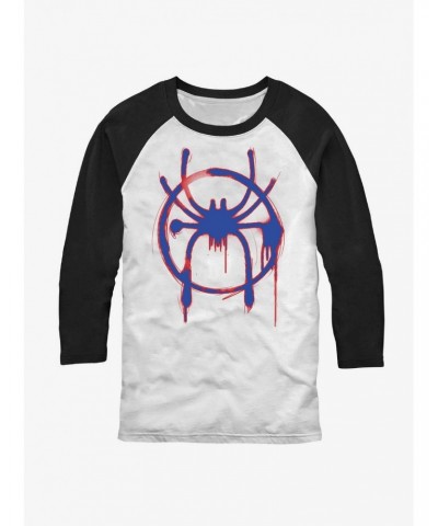 Marvel Spider-Man Miles Morales Spray Paint Logo Raglan T-Shirt $8.67 T-Shirts