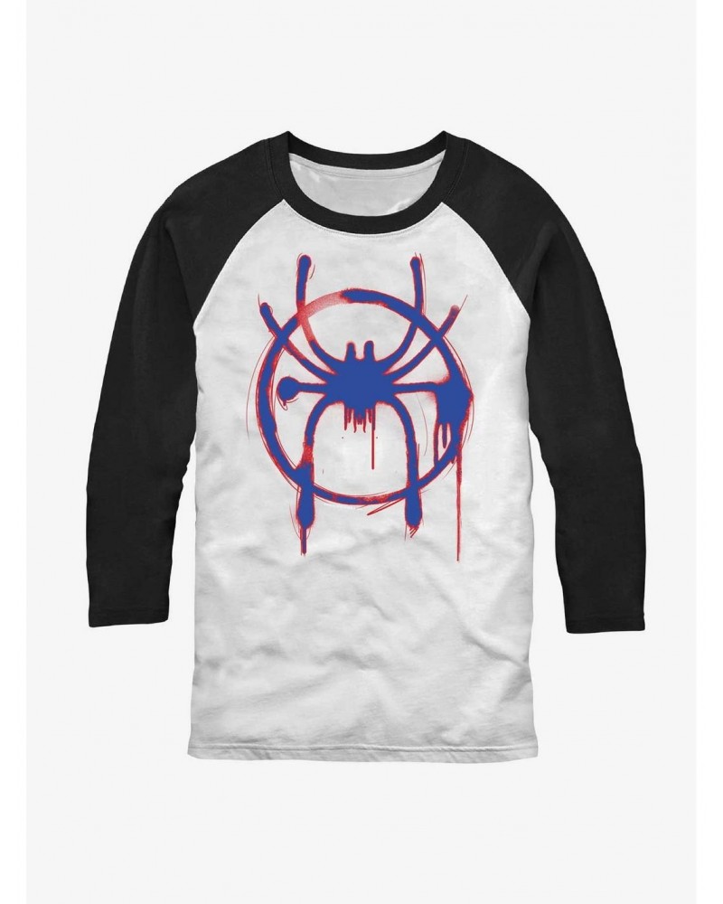 Marvel Spider-Man Miles Morales Spray Paint Logo Raglan T-Shirt $8.67 T-Shirts