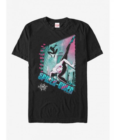 Marvel Spider-Man: Into The Spider-Verse Ghost-Spider Panels T-Shirt $8.60 T-Shirts