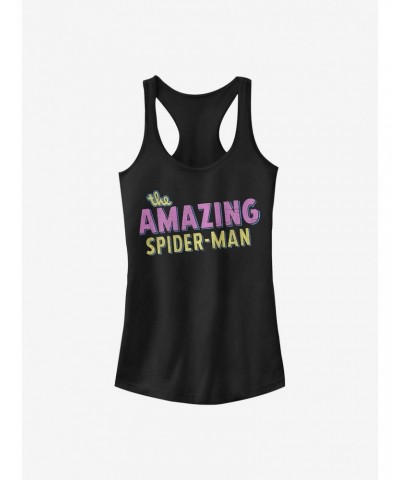 Marvel Spider-Man Amazing Retro Logo Girls Tank $9.36 Tanks