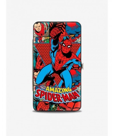 Marvel Spider-Man: The Amazing Spider-Man Action Pose Retro Comic Blocks Hinged Wallet $9.61 Wallets