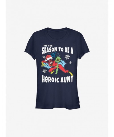 Marvel Spider-Man Heroic Aunt Holiday Girls T-Shirt $7.17 T-Shirts