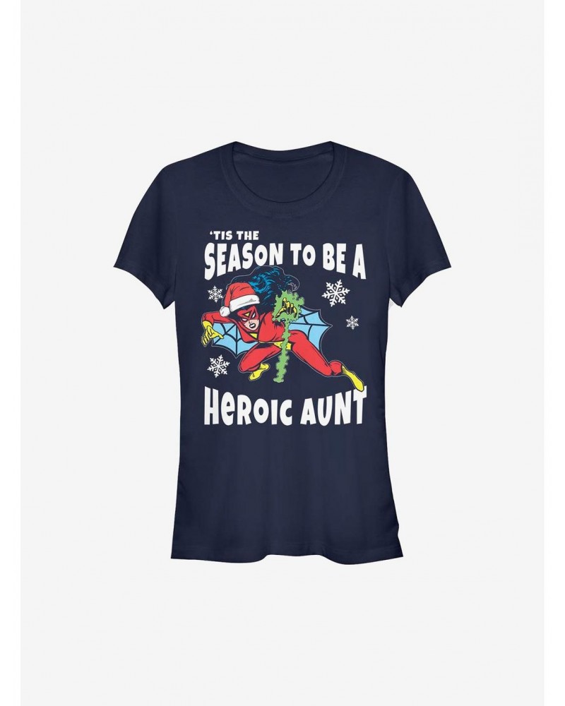 Marvel Spider-Man Heroic Aunt Holiday Girls T-Shirt $7.17 T-Shirts