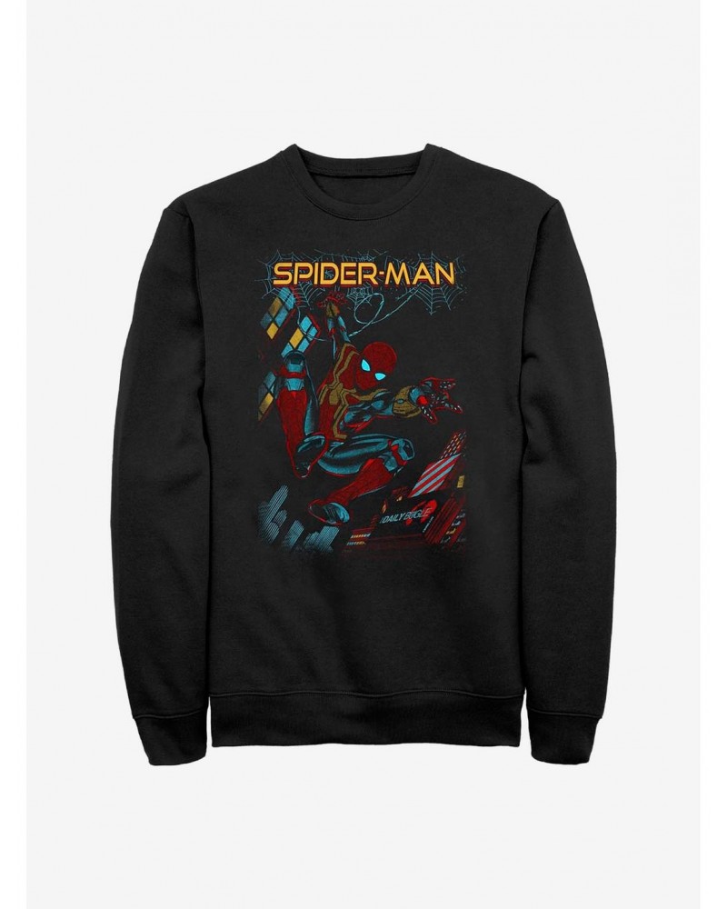 Marvel Spider-Man Slinging Cover Crew Sweatshirt $12.69 Sweatshirts