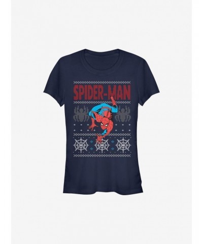 Marvel Spider-Man Ugly Christmas Sweater Girls T-Shirt $7.57 T-Shirts