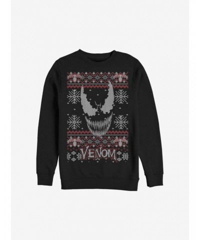 Marvel Venom Face Christmas Pattern Sweatshirt $12.69 Sweatshirts