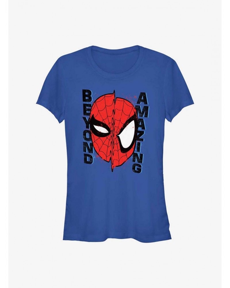 Marvel Spider-Man 60th Anniversary Beyond Amazing Mask Warp Girls T-Shirt $7.97 T-Shirts