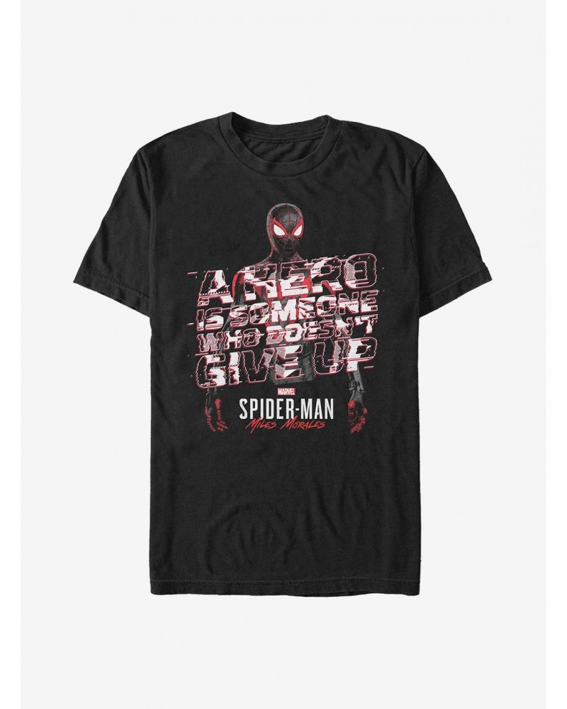 Marvel Spider-Man Miles Morales A Hero Editorial T-Shirt $7.07 T-Shirts