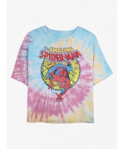 Marvel Spider-Man Urban Hero Tie Dye Crop Girls T-Shirt $7.53 T-Shirts