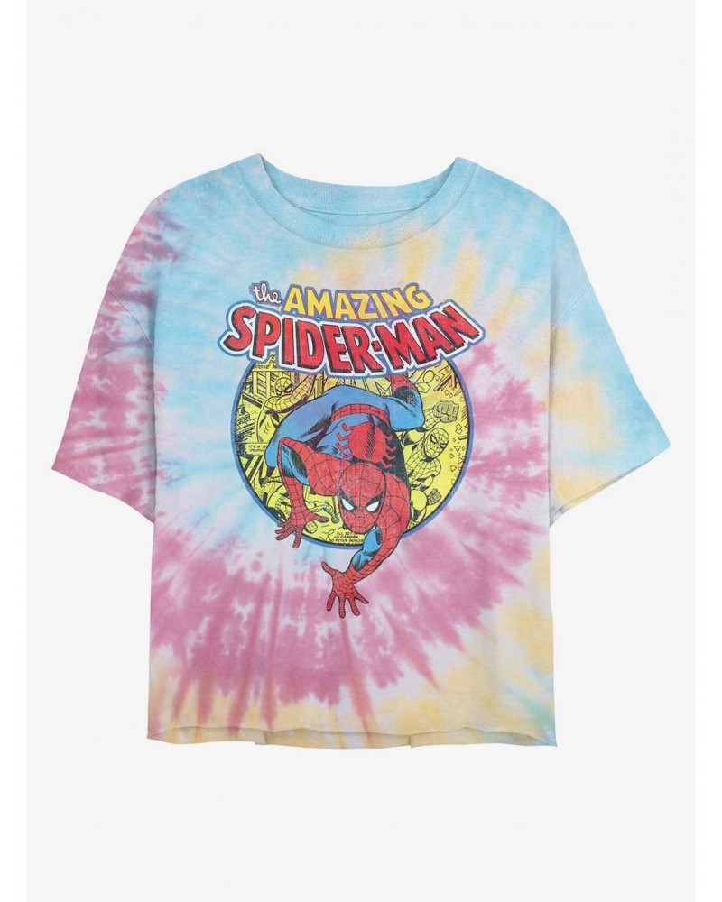 Marvel Spider-Man Urban Hero Tie Dye Crop Girls T-Shirt $7.53 T-Shirts