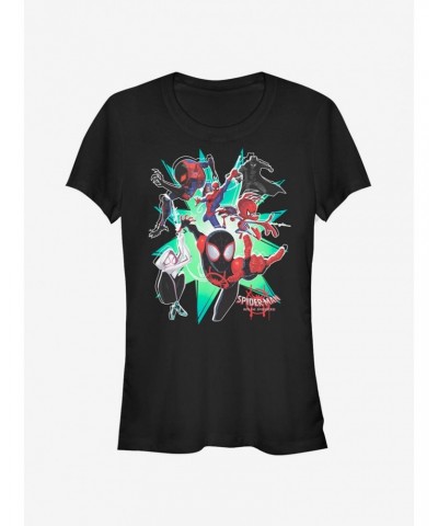 Marvel Spider-Man: Into The Spider-Verse Group Girls T-Shirt $6.37 T-Shirts