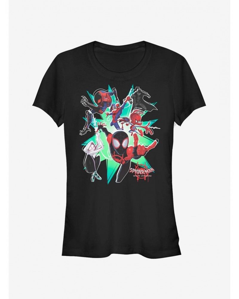 Marvel Spider-Man: Into The Spider-Verse Group Girls T-Shirt $6.37 T-Shirts
