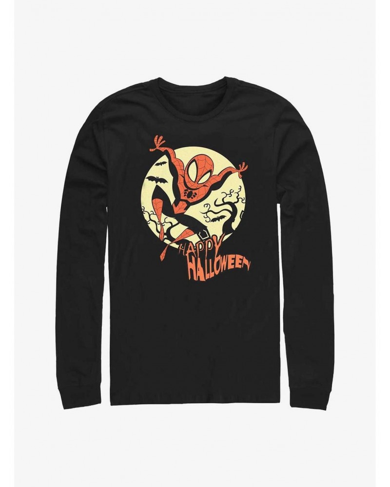 Marvel Spider-Man Halloween Moon Long-Sleeve T-Shirt $10.00 T-Shirts