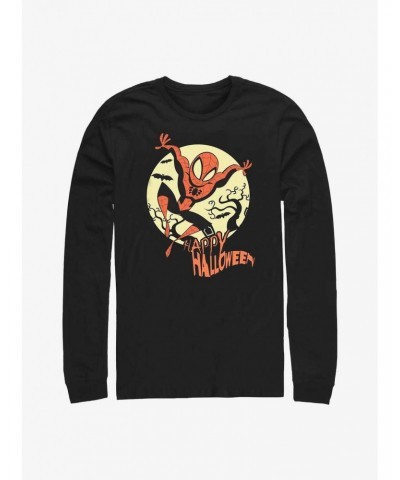 Marvel Spider-Man Halloween Moon Long-Sleeve T-Shirt $10.00 T-Shirts