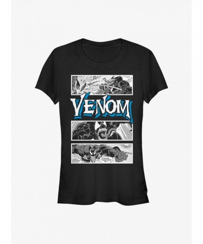 Marvel Venom Comic Panels Logo Girls T-Shirt $7.97 T-Shirts