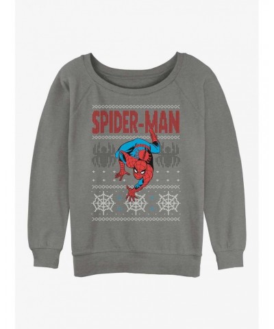 Marvel Spider-Man Ugly Christmas Spidey Girls Slouchy Sweatshirt $10.92 Sweatshirts