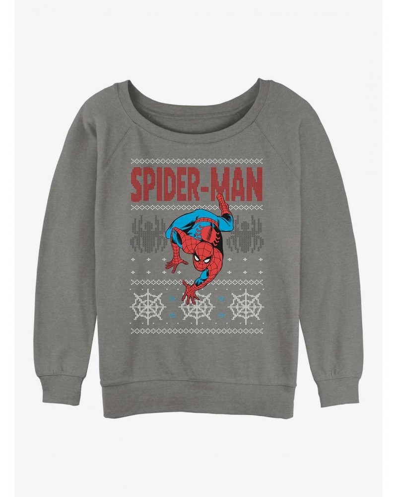 Marvel Spider-Man Ugly Christmas Spidey Girls Slouchy Sweatshirt $10.92 Sweatshirts