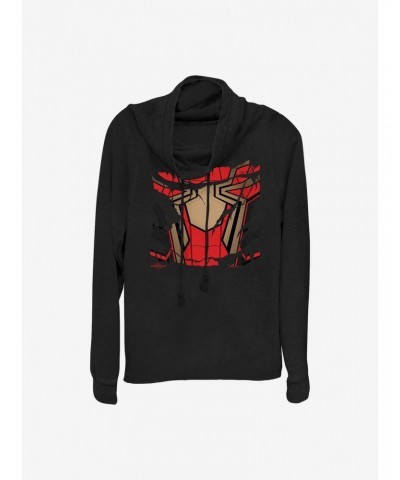 Marvel Spider-Man Ripped Spidey Suit Cowlneck Long-Sleeve Girls Top $12.93 Tops