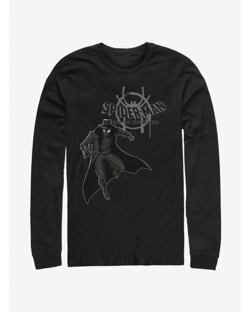 Marvel Spider-Man: Into The Spider-Verse Spider-Man Noir Long-Sleeve T-Shirt $12.37 T-Shirts