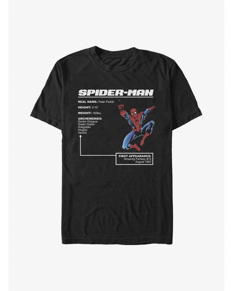 Marvel Spider-Man Hero Stats T-Shirt $5.74 T-Shirts