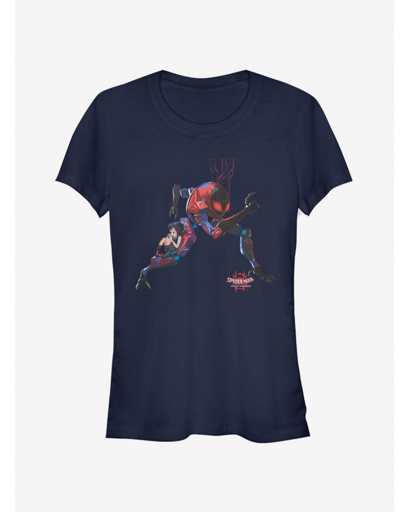 Marvel Spider-Man: Into The Spider-Verse Giant Robo Girls T-Shirt $7.97 T-Shirts