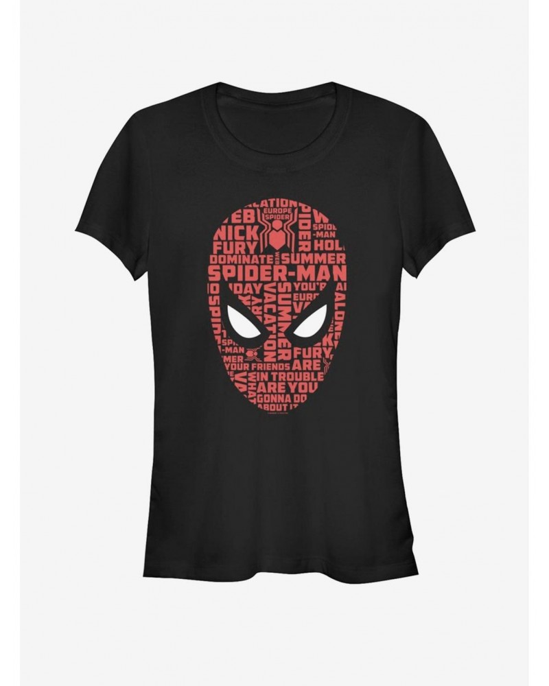 Marvel Spider-Man Far From Home Spider Word Face Girls T-Shirt $9.36 T-Shirts