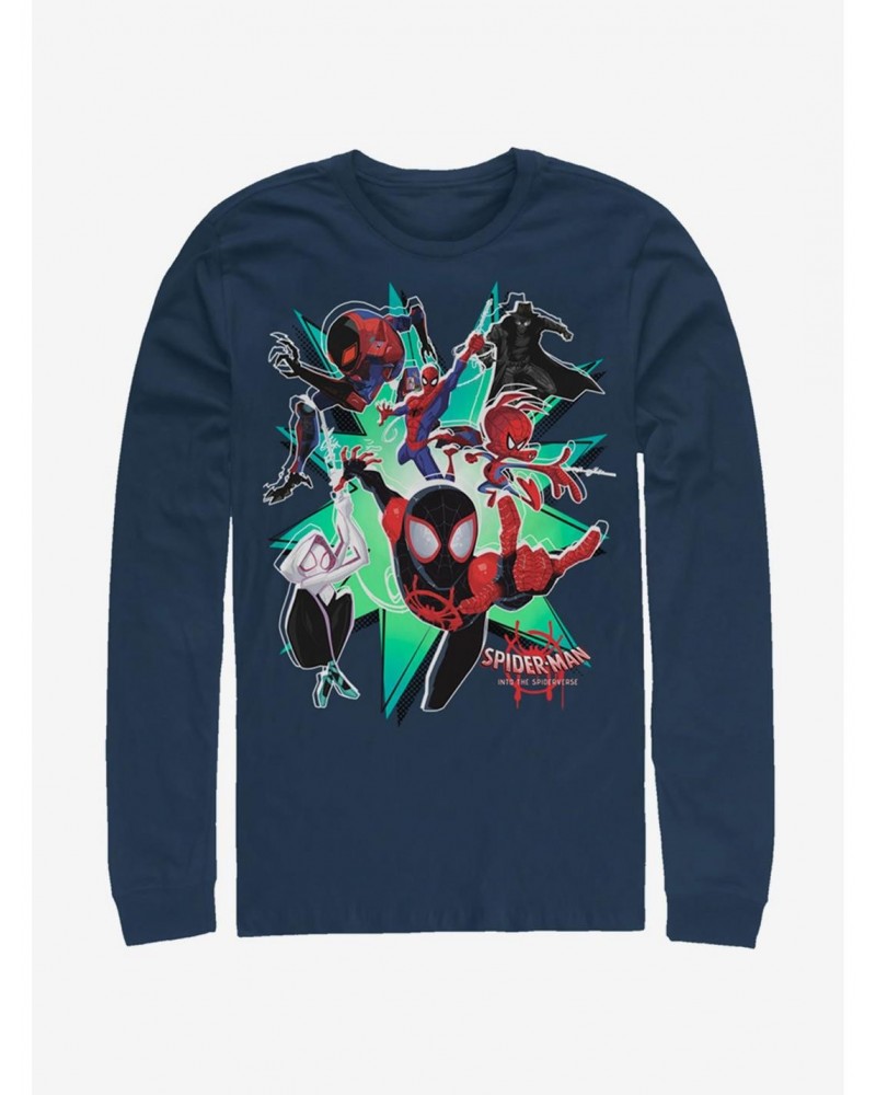 Marvel Spider-Man: Into The Spider-Verse Group Long-Sleeve T-Shirt $9.48 T-Shirts