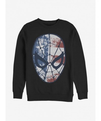 Marvel Spider-Man American Flag Face Sweatshirt $11.22 Sweatshirts
