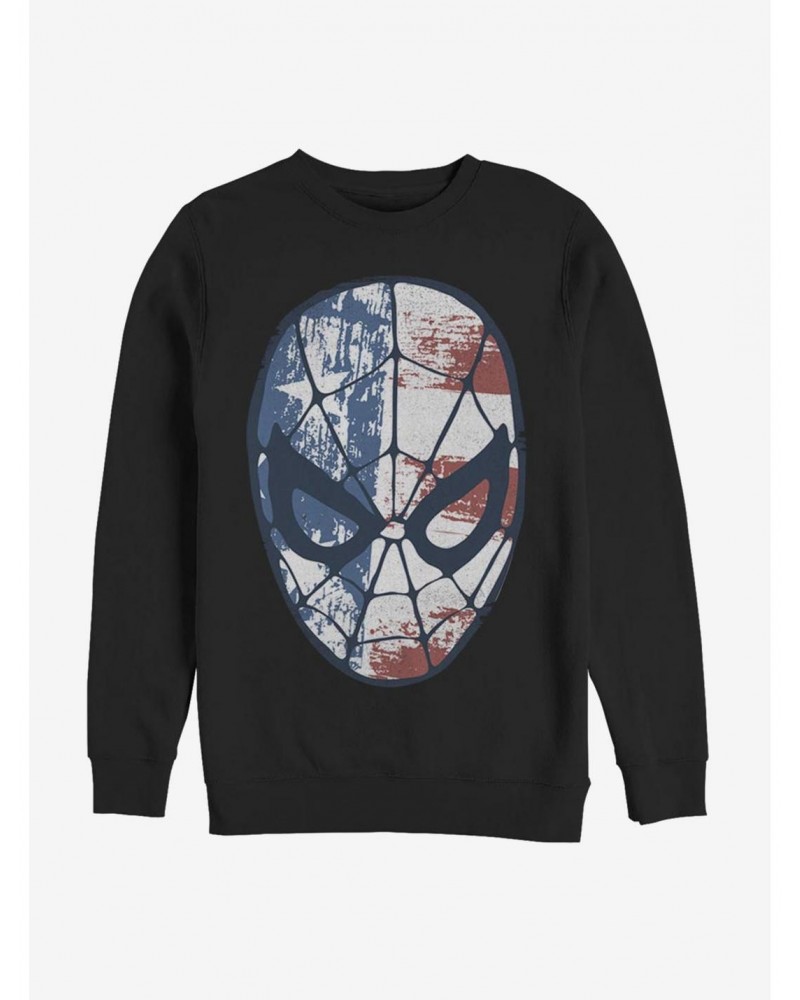 Marvel Spider-Man American Flag Face Sweatshirt $11.22 Sweatshirts