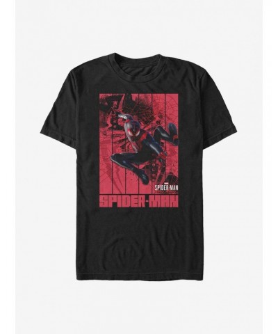 Marvel Spider-Man Panel Miles Morales Paint T-Shirt $9.37 T-Shirts