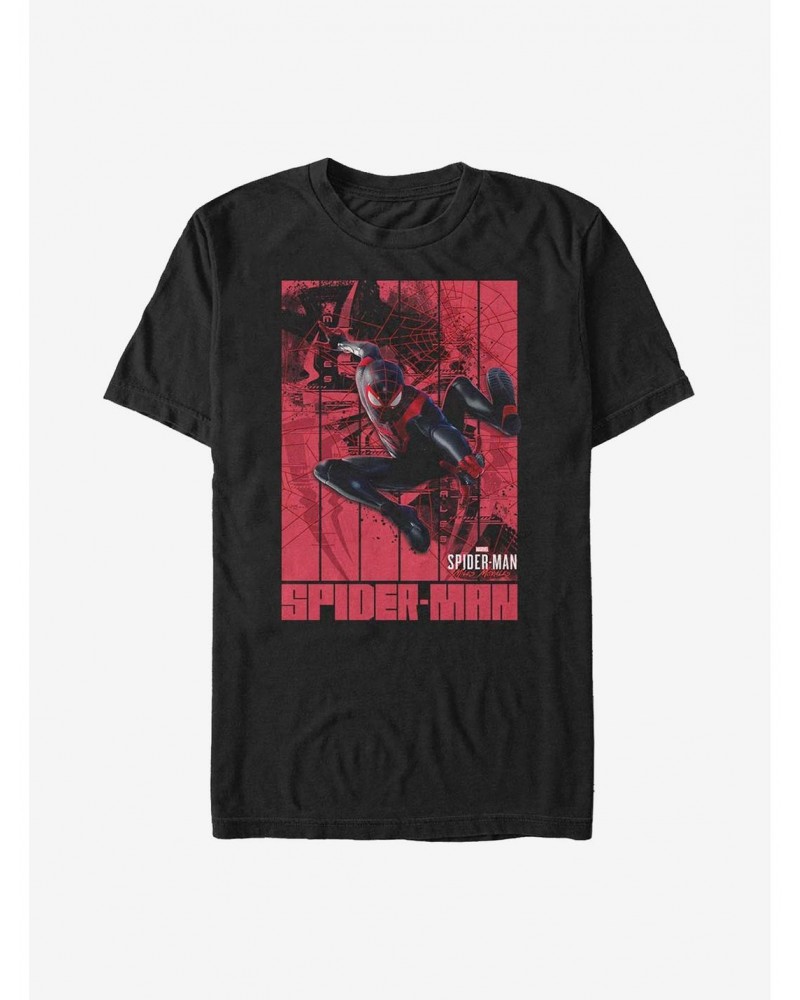 Marvel Spider-Man Panel Miles Morales Paint T-Shirt $9.37 T-Shirts