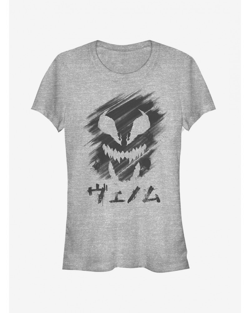 Marvel Venom Japanese Text Character Smudge Girls T-Shirt $8.96 T-Shirts