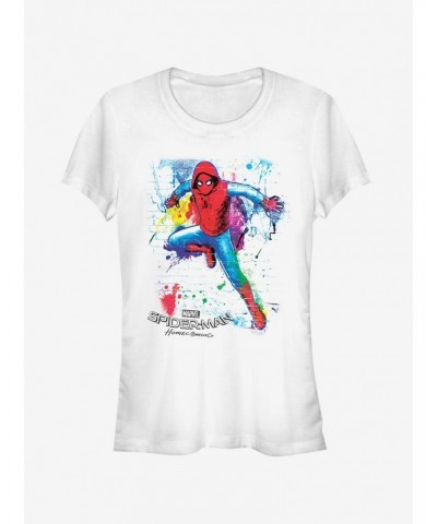 Marvel Spider-Man Homecoming Paint Splatter Girls T-Shirt $9.76 T-Shirts